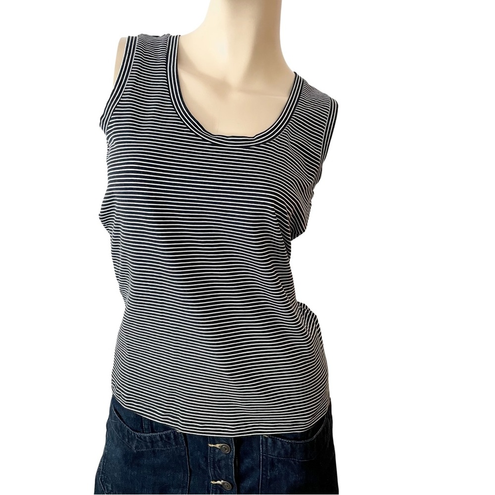 Theory- Navy and white multi striped easy tank- size petite